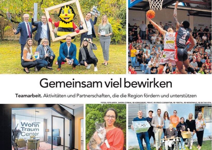 Cover Kurier Kooperation mit fünf Fotos und einem Schriftzug "Gemeinsam viel bewirken"