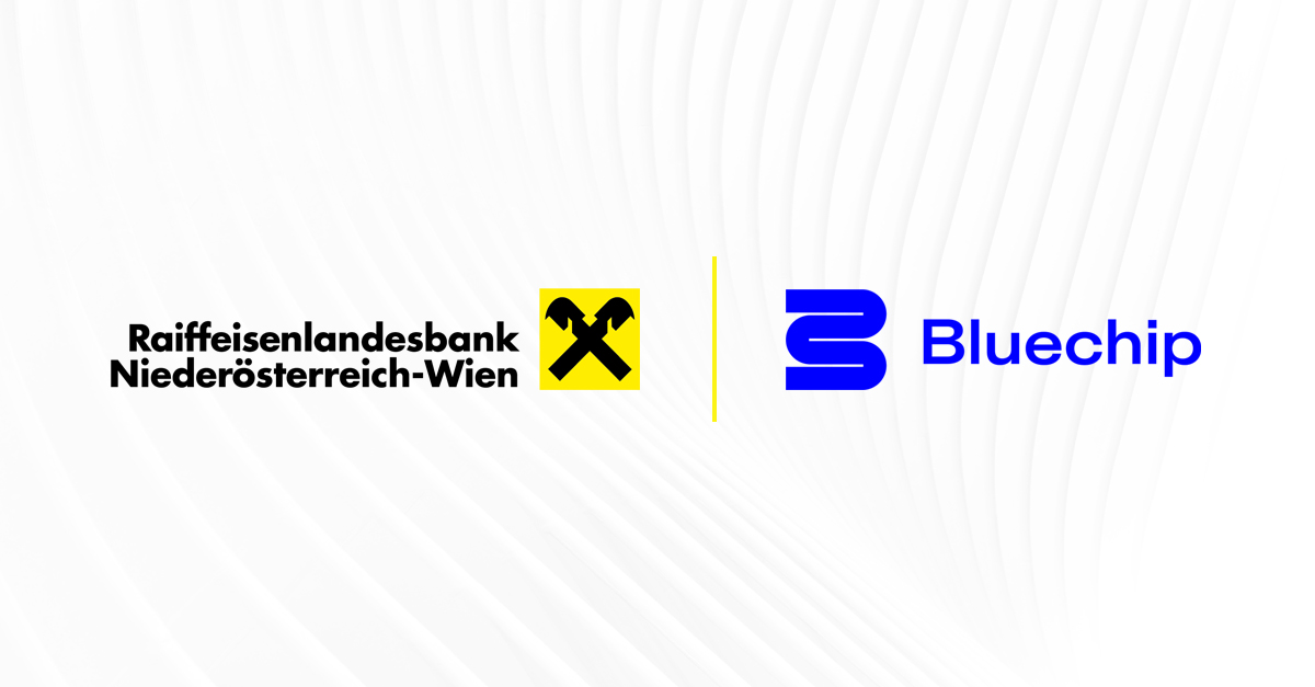 RLB NÖ-Wien unterstützt Bluechip. Logos im Bild. Credit: Raiffeisen NÖ-Wien